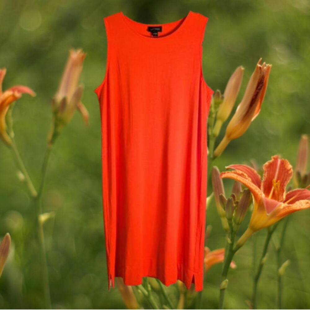 J. Jill small sleeveless orange shift dress. Rayon blend stretch casual dress.